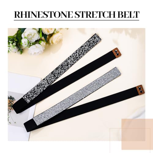 Abien Rhinestone Belts for Women Plus Size Crystal Belt Silver Rhinestone Stretch Waist Belt for Dress Formal3