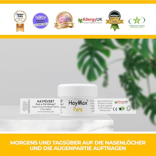 HayMax Heuschnupfen Nasenfilter - Pur 5 ml – Bio Allergie Nasenfilter bei Pollenallergie, macht nicht müde – Fängt Pollen, Staub und Allergene ab – Für Erwachsene, Kinder und Schwangere geeignet