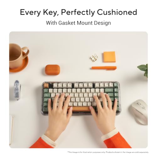 Image of ASUS Jelly75 Keyboard KD201, Wireless Mechanical Keyboard, Hot-Swappable Switches, Gasket Mount, Backlit, 5-Device Support, USB Type-C Rechargeable Battery,Compatible with Windows /MacOS, Orange Meadow