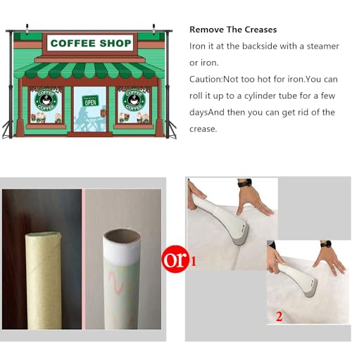Fondo fotográfico Verde 8x6ft para tienda de café miniatura 5
