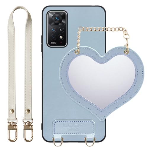 LOOF CHARM-SHELL �{�v ���U�[ �~���[�`���[���t�� �X�}�z�P�[�X for Xiaomi Redmi Note 11 Pro 5G �p �P�[�X �J�o�[ �X�g���b�v �V���[�g�X�g���b�v �X�g���b�v�z�[�� �~���[ �� ���킢�� �V���v�� �ϏՌ� 
