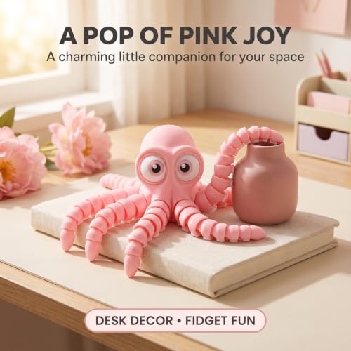 Image of 3D Printed Cute Octopus toys,Flexible Joint 3D Printed Animals(Purple) | boy toys age 6-8,Animal Figurine,Easter Basket Stuffers for Kids, 3D Printed toys, Classroom Prizes Supplies