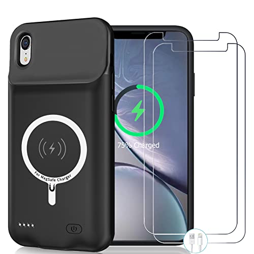 Wireless Charging Case for iPhone XR, 10000mAh High Capacity Portable Rechargeable Protective Battery Case Wireless Charging Compatible with iPhone XR (6.1 inch) Extended Battery Charger Case (Black)