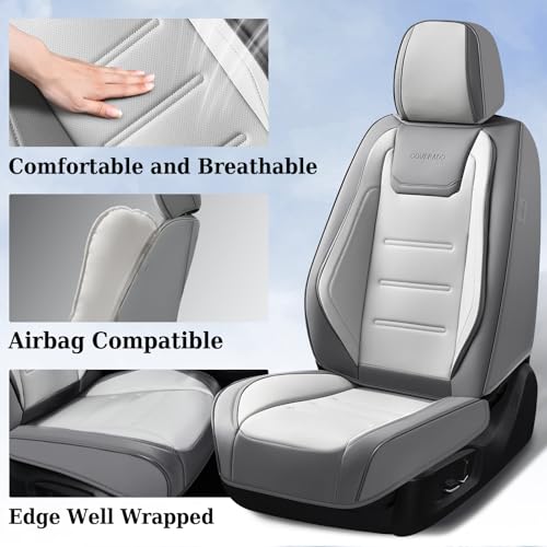 Image of Coverado Car Seat Covers, Front Covers for Cars, Car Seat Cover Front Seats, Automotive Seat Cover, Waterproof, Leather Car Seat Cushion, Universal Interior Covers Seat Protectors for Most Cars