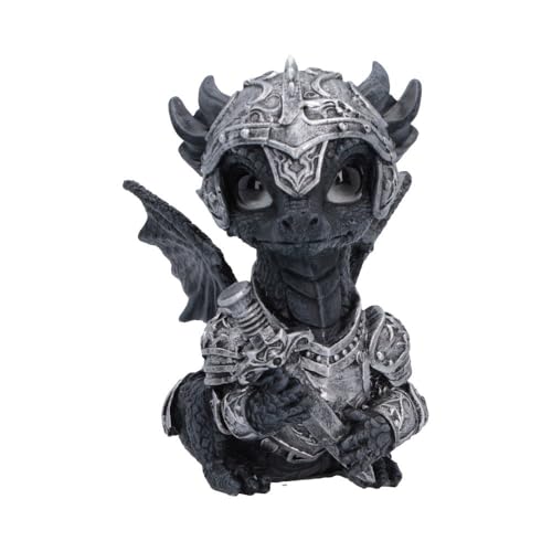 Set di figurine di drago corazzato carino - Collezione di ornamenti gotici fantasy drago (Sir Swordflame)
