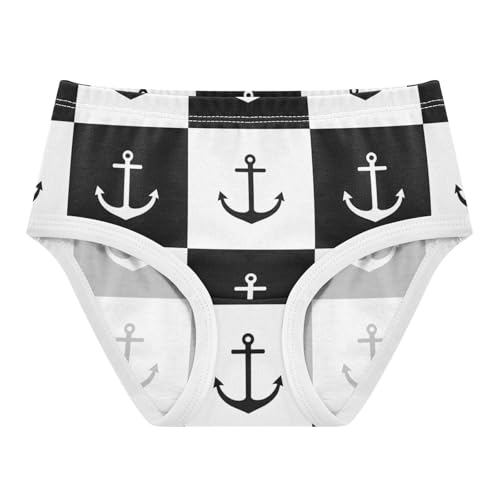 Black White Checkerboard Anchor Girls Underwear Toddler 2t Cotton Girl Panties Cute Florals Kids Briefs Undies