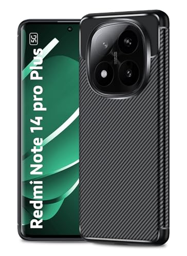 Image of Golden Sand Shock Proof Slim Armor Aramid Carbon Fibre Rugged Back Cover Case for Poco X7 5G, Redmi Note 14 Pro Plus 5G, Redmi Note 14 Pro 5G (TPU | Mirage Black)