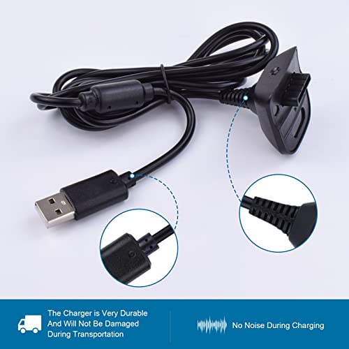Xbox 360 Controller Charging Cable - Replacement for Microsoft Xbox 360 Slim Wireless Gaming Controllers Charger