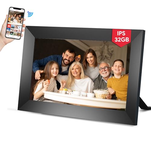 YUUTY WLAN Digitaler Bilderrahmen, 10,1 Zoll Elektronischer Bilderrahmen, 1280x800 IPS HD Touchscreen, Auto-Rotat Eingebauter 32GB Speicher, Teilen Sie Momente sofort über Frameo App von überall