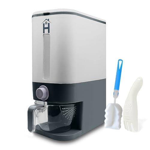 Homglee Rice Dispenser 25 Lbs – Moisture Proof Rice Container with Measuring Cup for Kitchen Pantry – Ideal Rice Storage Container with Lids & Built-in Box for Grains Cereals Soybean Corn – Grey Homglee Rice Dispenser 25 Lbs – Moisture Proof Rice Container with Measuring Cup for Kitchen Pantry – Ideal Rice Storage Container with Lids & Built-in Box for Grains Cereals Soybean Corn – Grey