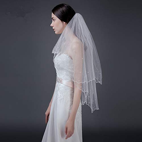Voiles de mariée perlés multicouches fixant le volume du tulle