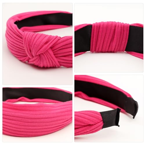 Image of DRESHOW 8 Pack Knotted Headbands for Women Wide Turban Headband Yoga Exercise Ribbing Hair Hoop Hair Bands Accessories