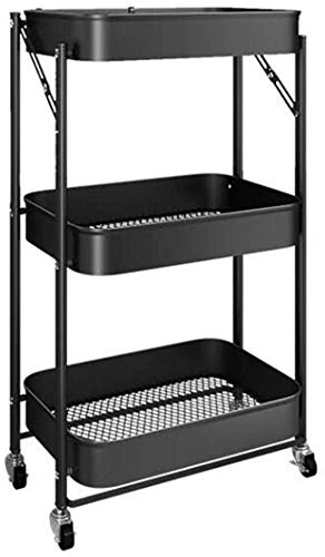 Estante de cocina movible y plegable con niveles para ahorrar espacio en negro