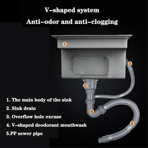 Fregadero de acero inoxidable de un solo tazón compacto con sifón y grifo 7