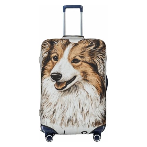 Vintage Sheepdog Wooden Laundry Room Elastic Travel Luggage Covers Dustproof Scratch-Resistant Suitcase Protector Fit 22-24 Inch