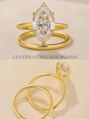3.5CT Marquise Cut Engagement Ring Set for Women, 925 Sterling Silver AAAAA Cubic Zirconia 2-Piece Bridal Wedding Ring Set2