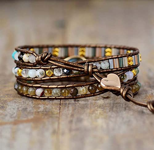 ZOSOJONA Boho Wrap Bracelets Natural Jasper Crystal Stone Variety Beads Strand Bracelet2