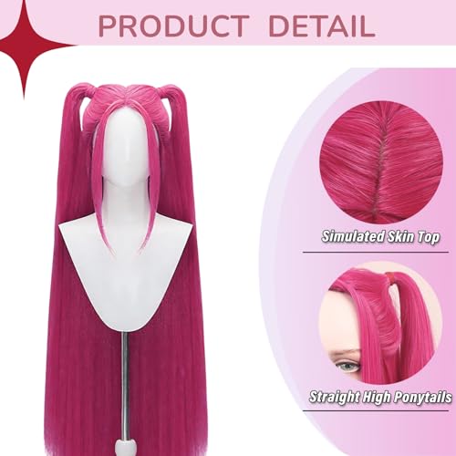 Pop Singer Costume Cosplay Wig, Long Straight Hot Red Wig for Women, Anime Wigs Halloween Props4