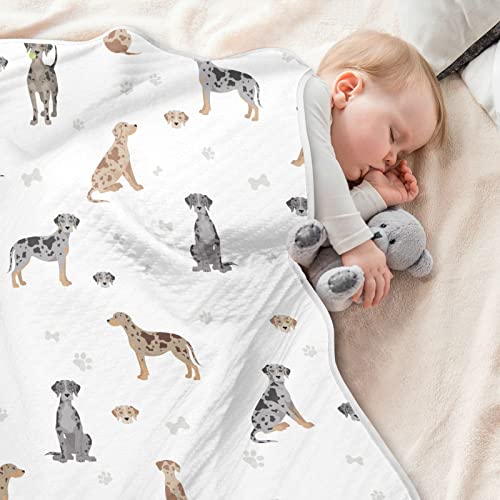 Image of Catahoula Leopard Dog Swaddle Blanket - Cotton Receiving Blanket for Infants, Lightweight Soft Swaddling for Crib, Stroller, Nursery, Puppy, 30x40 in
