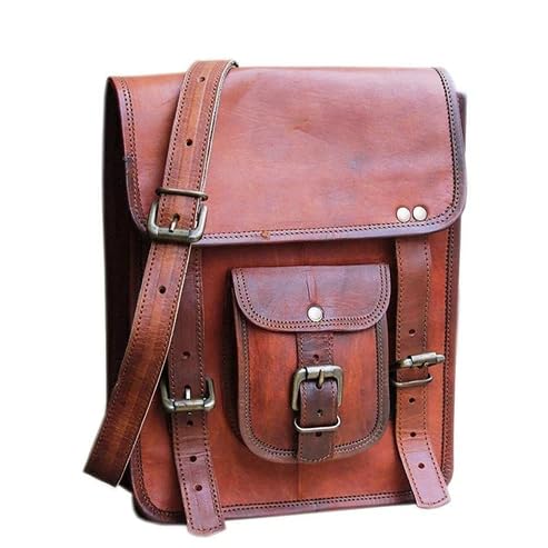 MALAC Store Unisex Leather Saddle Bag (Brown)