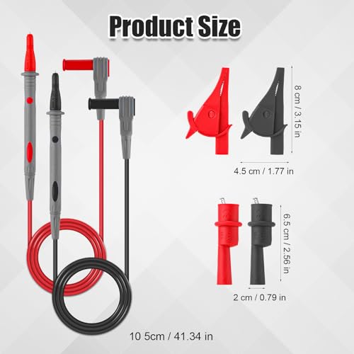 Image of 6pcs Multimeter Automotive Test Leads Kit, Banana Plug Test Leads with Needle Probe, Multimeter Leads Kit with 2mm & 4mm Alligator Clips for Digital Electrical Multimeter Testing Set