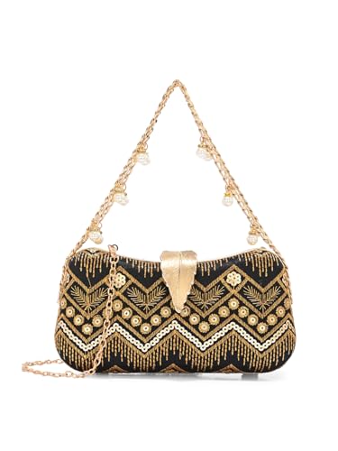 Image of TOOBA Handicraft Clutch Purse For Women with Sleek Design Embroidered Clutch| Trendy Stylish Bridal, Party, Wedding Sling Bag