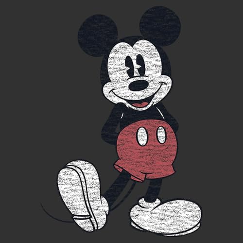 Image of Disney Men's Full Size Mickey Mouse Distressed Look T-Shirt | Officially licensed, 100% cotton, sizes S to 2X, size up recommended, Disney fan gift, crew neck, pop culture tee