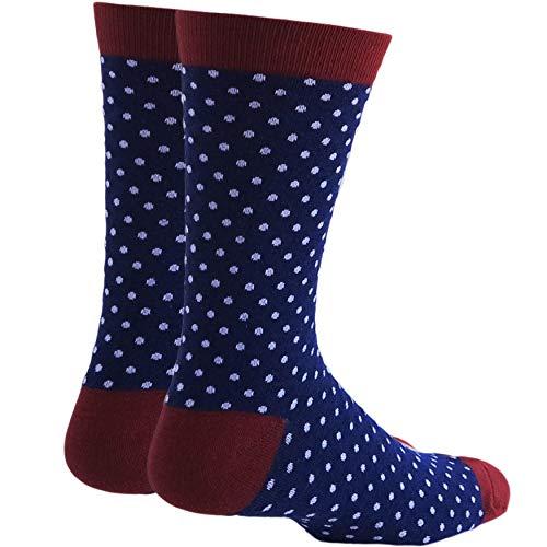 Men's Cotton Blend Dress Socks Navy Blue White Polka Dot Fits 7-13 MADE IN USA2