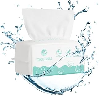 Tahoe Trails Disposable Face Towel, Soft Dry Wipe, Lint Free, Dry Wet Use for Sensitive Skin, 80Count Cotton Facial Tissue, Makeup Removing, Surface Cleaning 5.91*7.87inch, 80