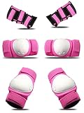 Merkapa Kids Knee Pads Elbow Pads Wrist Guards 3 in 1 Protective Gear Set for Skating Cycling Bike R