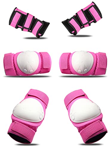 Merkapa Kids Knee Pads Elbow Pads Wrist Guards 3 In 1 Protective Gear Set For Skating Cycling Bike Rollerblading Scooter (Pink, S) #TOP23