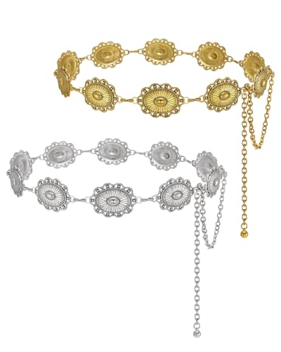 2 Pack Women Western Metal Concho Belt-