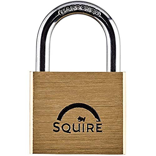 Image of Squire Solid Brass Premium Keyed Padlock, 40mm Wide - Hardened Steel Shackle, Superior 5 Pin Double Locking Security - Weatherproof Lock for Home & School