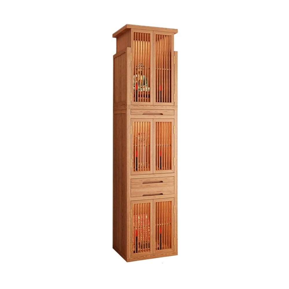 ZZlei2yu-12 buddhist altar shelf Solid Wood 3 Tier Buddhist Shrine Cabinet Home Altar(Natural,Large)