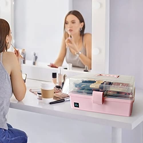 Belaxed Craft Organizers And Storage Box, 3-Layers Multifunctional Plastic Sewing Organizing Box With Handle, For Medicine, Art Supply, Makeup, Nail, Hair Accessories, Perfect Organizer Bins For Room #TOP6