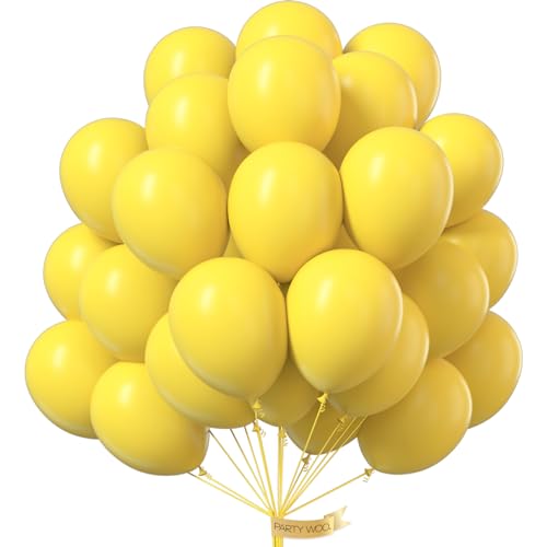 Image of PartyWoo Yellow Balloons 51 pcs 12 Inch Matte Yellow Latex Helium Balloons for Easter Bee Baby Shower Gender Reveal Engagement Sunflower Graduation Birthday Party Decorations Yellow-Y55