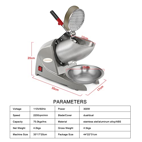 KOFOHON Elektrischer Eisrasierer Maschine,Eisbrecher Eiszerkleinerer,Elektrisch Ice Crusher Machine,Ice Shaver Schnee Maschine Für Haushalt & Handel.(Small)