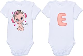 Two 100% cotton bodysuits with distinctive shapes for newborn babies girl (E)