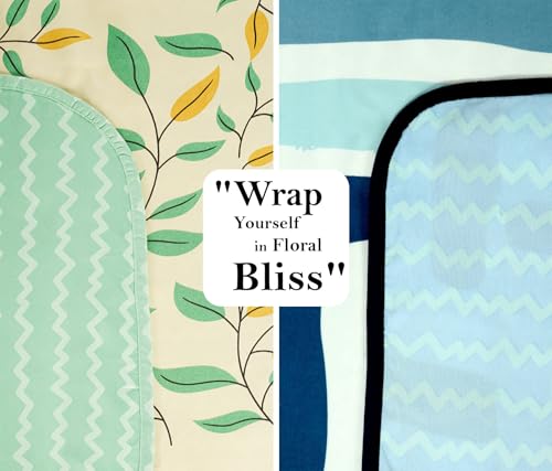 Image of BSB HOME Pure Cotton 120 GSM Reversible Soft Lightweight Printed Single Bed Blanket /AC Dohar /Skin Friendly Dohar- Pack of 2 (152 x 225 cm- Beige White & Green)