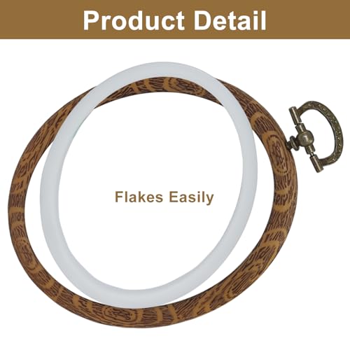 Image of Marvexi Oval Embroidery Hoops, Vintage Cute Faux Wood Style, 5Pcs 5Sizes