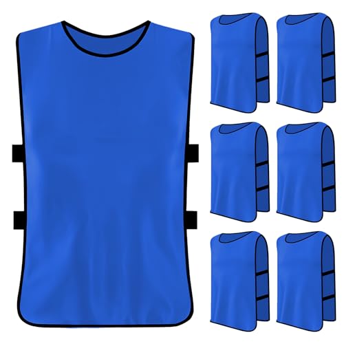 6 Chalecos de Entrenamiento, Peto Deportivo para Fútbol, Baloncesto, Rugby, Sports Peto de Entrenamiento, Talla xl, Azul