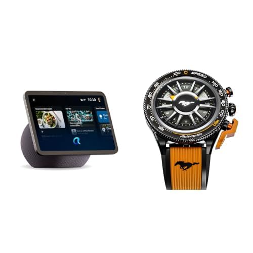 Image of GOBOULT Mustang Stallion Smart Watch (Turbo Orange) with Amazon Echo Show 8 (Graphite) Combo, Save extra