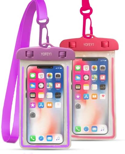 2 Pack Waterproof Phone Pouch, Color Pink and Purple, Waterproof Cellphone case, Water Resistant Phone Holder Bag Phones and iPhones Samsung Galaxy up to 6.9"