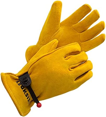 FEISHDEK Kids Work Gloves Age 2-14, Extra Soft Deerskin Suede, Durable, Flexible Toddler Youth Genuine Leather Gloves for Kids Yard Work, Working, Gardening (Small, Yellow, 2-4 Years Old)
