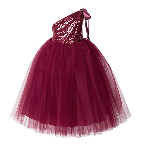ekidsbridal Tutu One-Shoulder Sequin Toddler Flower Girl Dress Beauty Pageant Dresses 1822