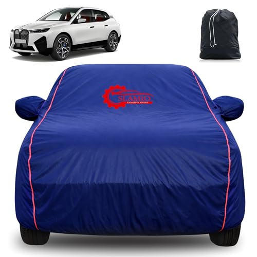 Image of 100% Waterproof Car Cover for BMW iX | All-Weather, Dustproof & UV Protection | Heavy-Duty 3-Layer Fabric | Custom Fit with Mirror & Antenna Pocket | Navy Blue