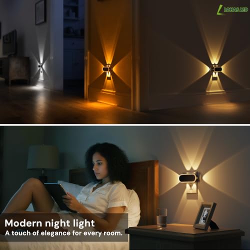 Image of L LOHAS LED Night Lights Plug into Wall 2-Pack, Plug in Night Light | 180 Rotatable Plug, Dusk to Dawn, 2000K /3000K /5000K, Dimmable Nightlight for Bathroom Hallway