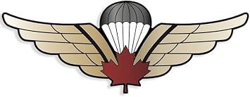 Canadian Parachutist Jump Wings Shaped Sticker Canada Military Sky Diver Maple Leaf Award Vinyl Decal 2 x 5 inch