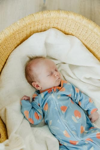 Image of Copper Pearl Zip-Up Footie Baby Pajamas: Ultra-Soft Boys & Girls Pajamas, Premium Knit Fabric in Stylish Prints, Tag-Free with Two-Way Zipper, Newborn to 24 Months, Clementine