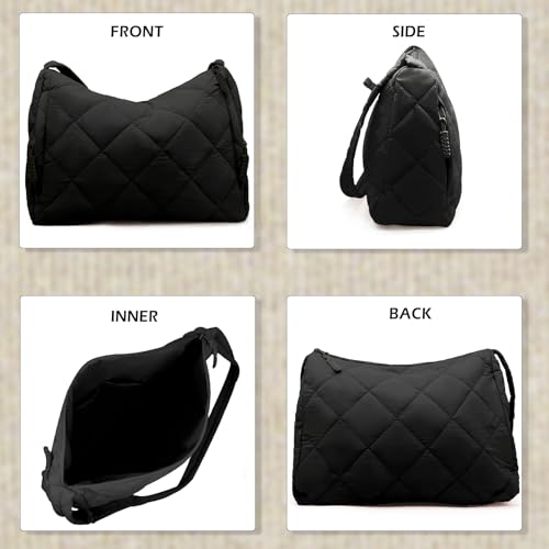 Image of Puffer Hobo Bag for Women Large Quilted Puffy Handbag Lightweight Quilted Carryall Shoulder Bag for Work Travel Gym